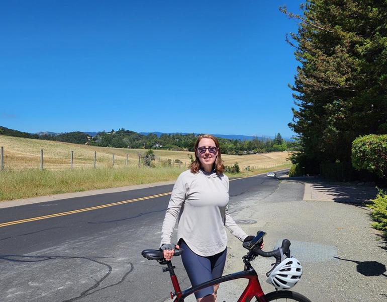Justine and her bike 